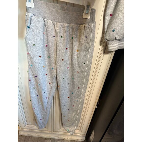 Lola The Boys Girl's Rhinestone Embellished Sweatshirt & Pants Set Gray Size 12 - Picture 14 of 15